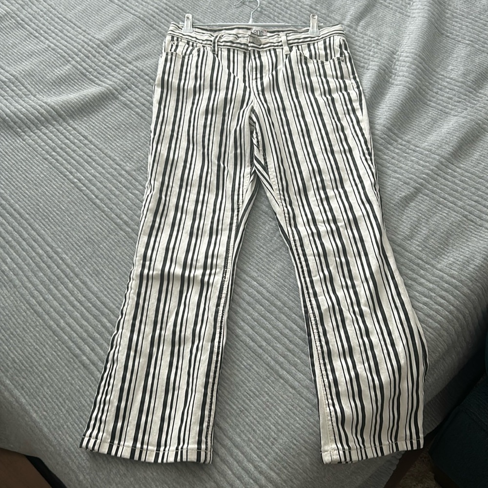 BDG Striped Kick Flare High Rise Cropped Jeans